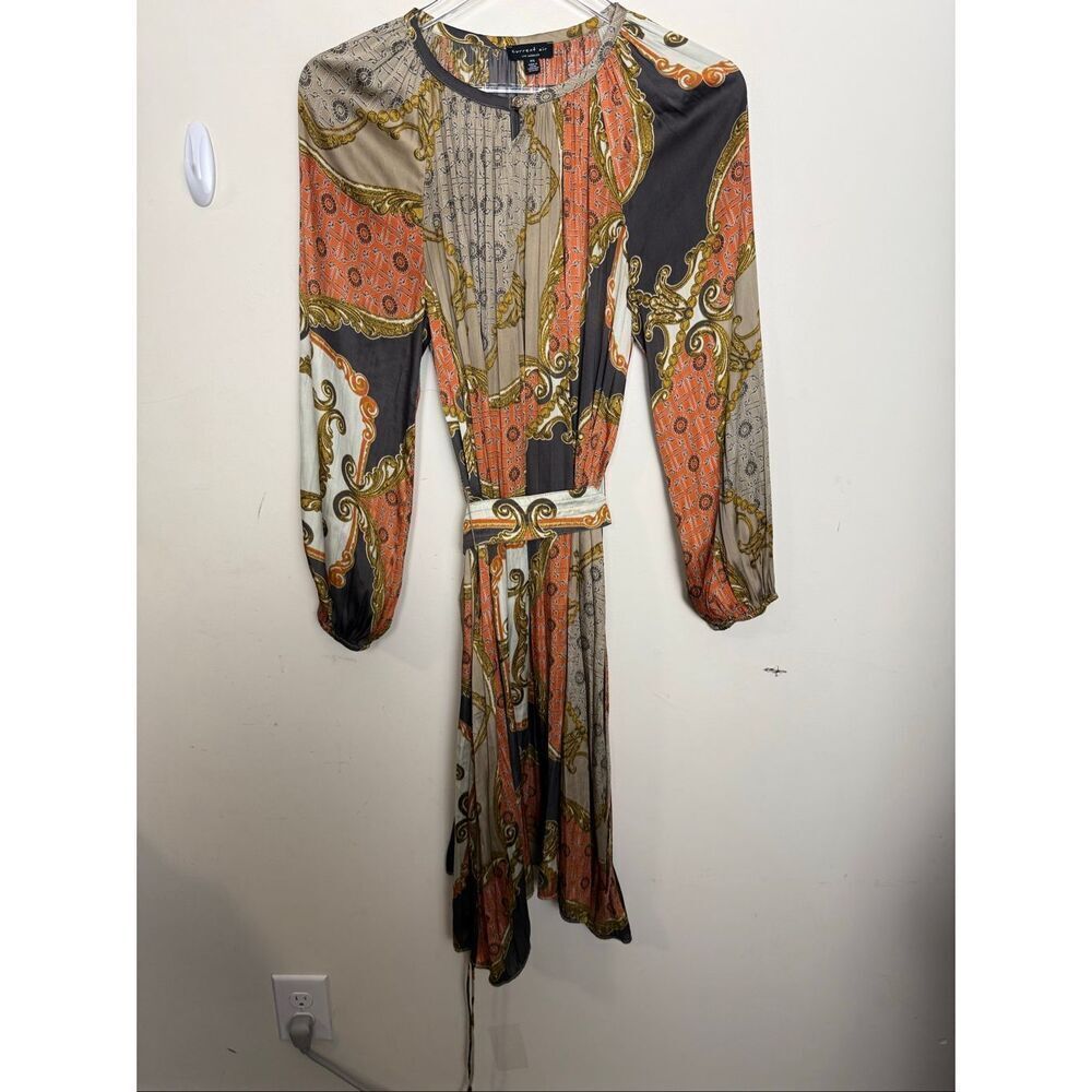 Current Air Soho Alexander Dress Multicolor Baroque Scarf Print Midi Modest Size